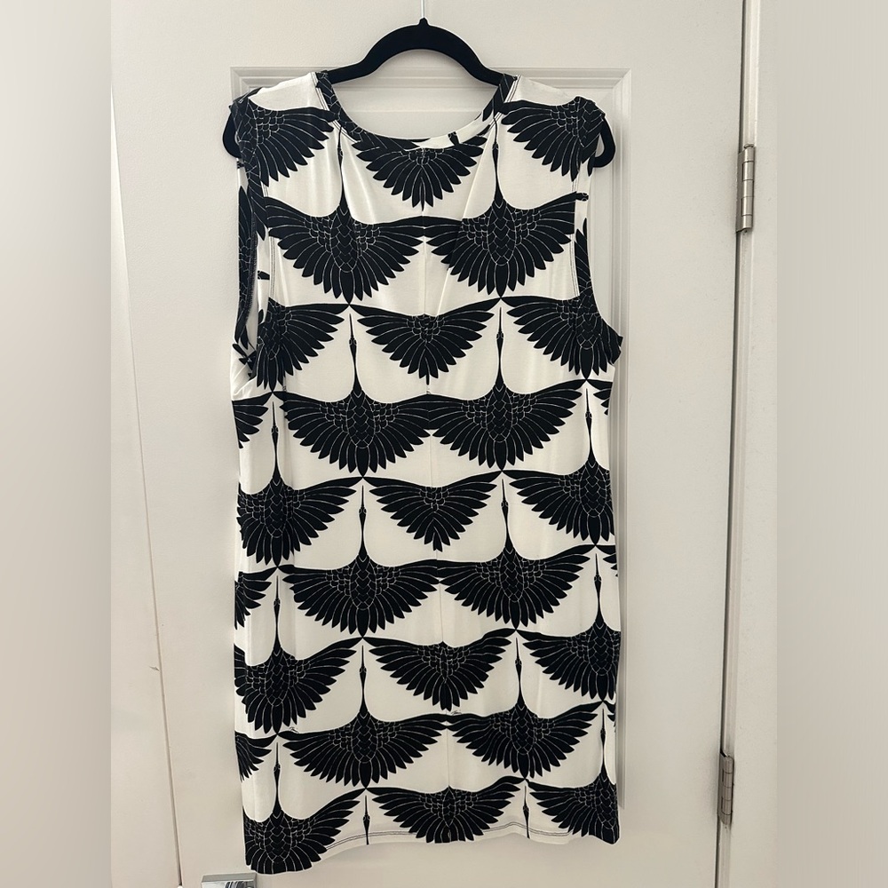 Trina Turk Black and White Bird Print Mini Dress - Picture 3 of 6